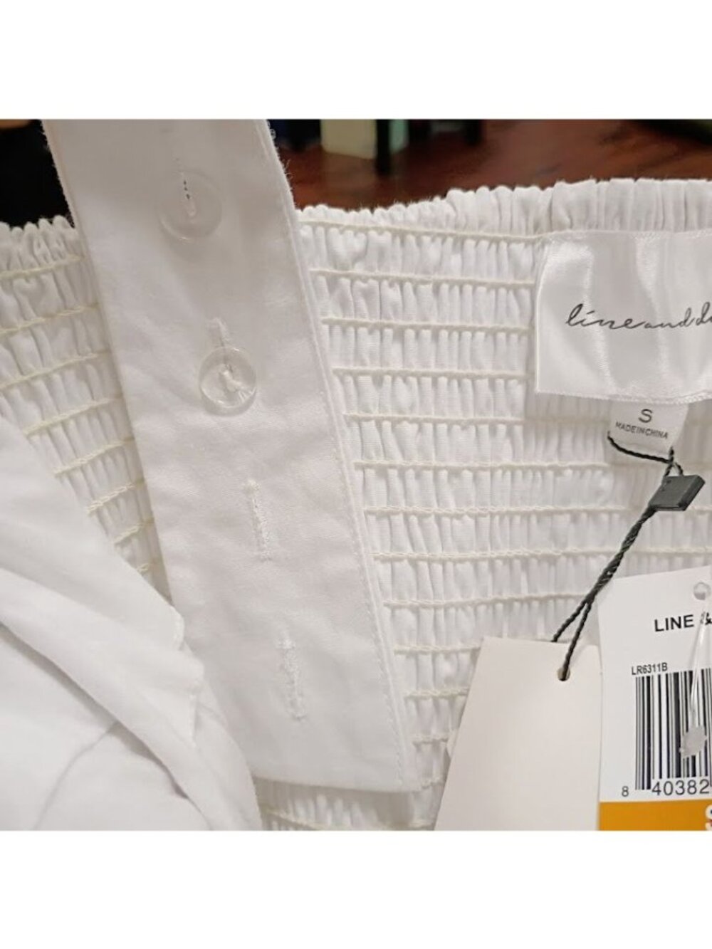 Line & Dot White Wide-Leg Sleeveless Jumpsuit With Smocked Back Size Small - Picture 9 of 14